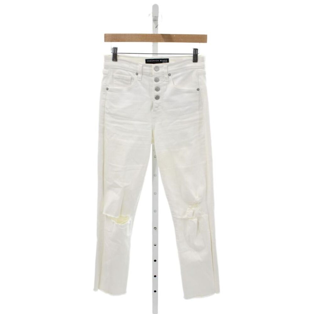 Veronica Beard Womens Cropped Straight White Jeans Cotton Elastane Size 27